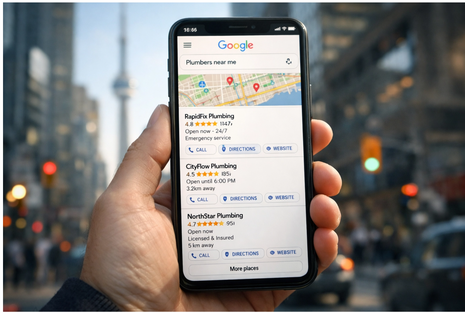 Local Services Businesses SEO | Mobile search showing Map pack