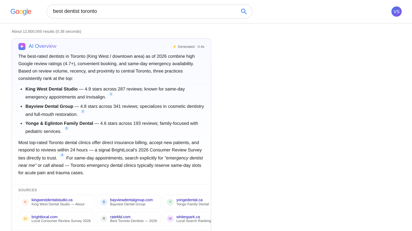 What Is Local SEO and How Does It Work? 6 AI overview for Dentist search in google